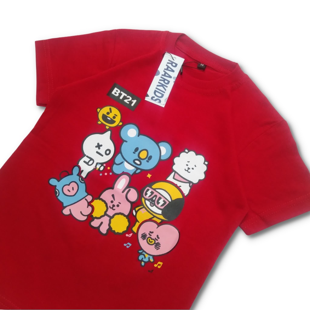 Baju atasan kaos anak perempuan usia 1 8 tahun karakter BT21 By Raarkids