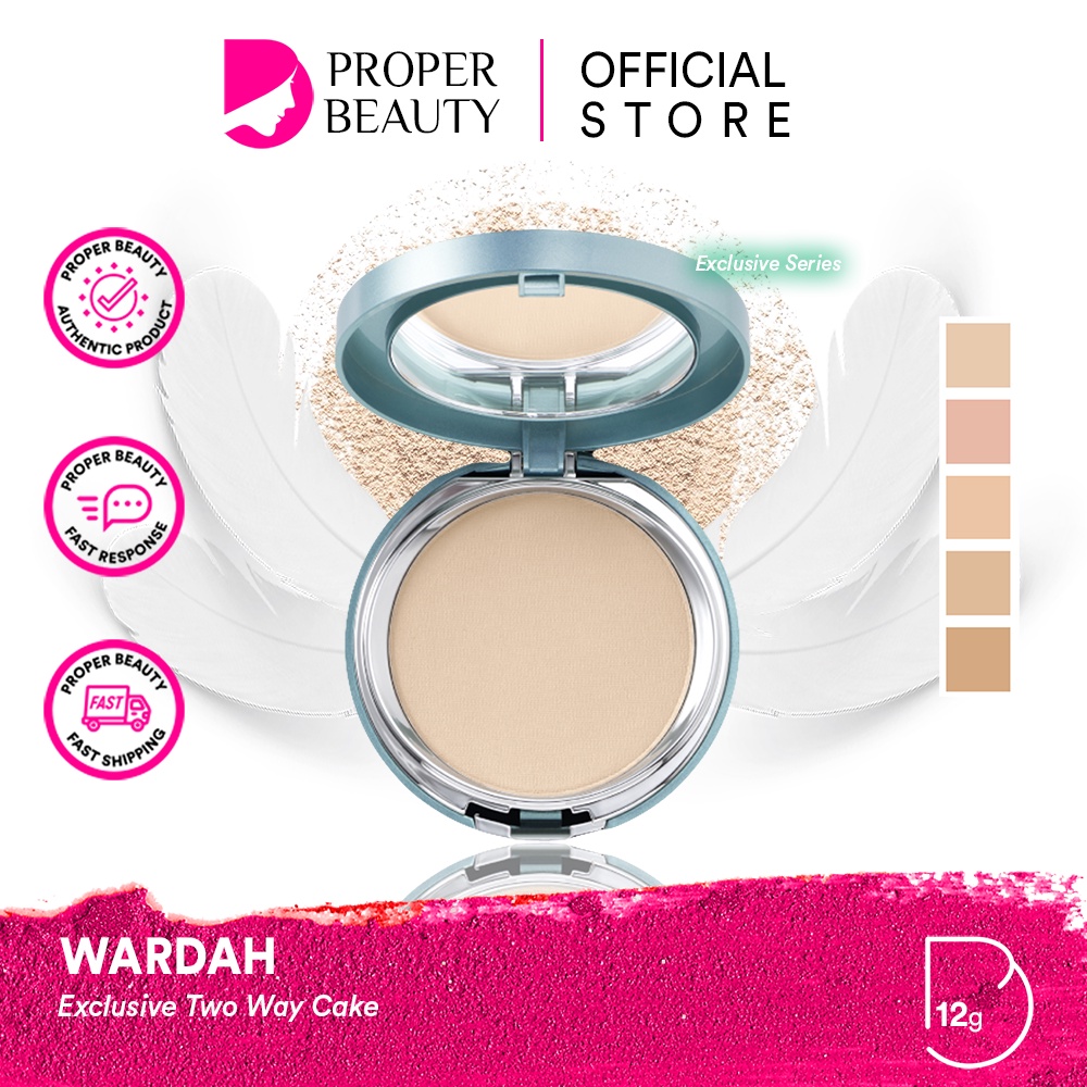 WARDAH Exclusive Two Way Cake Indonesia / Bedak Padat Wajah 12g / High Coverage For Flawless Look Superfine / Silky Particles Soft Focus Agent Oil Absorber / SPF 15 Vitamin E Full Tahan Lama / Cosmetic Face Makeup Make Up Series / Compact Powder Refill