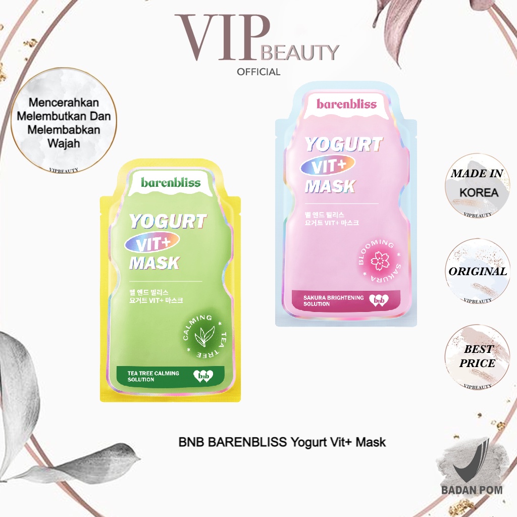 BNB BARENBLISS Yogurt Vit+ Mask - Calming Tea Tree | Blooming Sakura