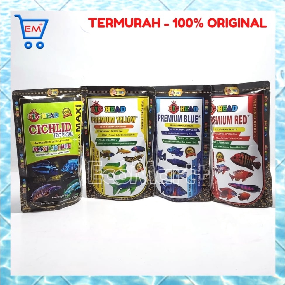 Pelet BIG HEAD PREMIUM 50 Gram Pelet Protein Tinggi Spesial Booster Warna Channa - Louhan