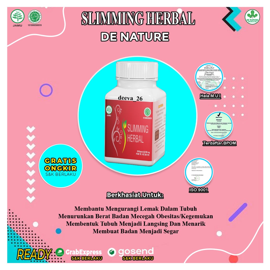SLIMMING HERBAL Obat Pelangsing Herbal Slimming Herbal DeNature