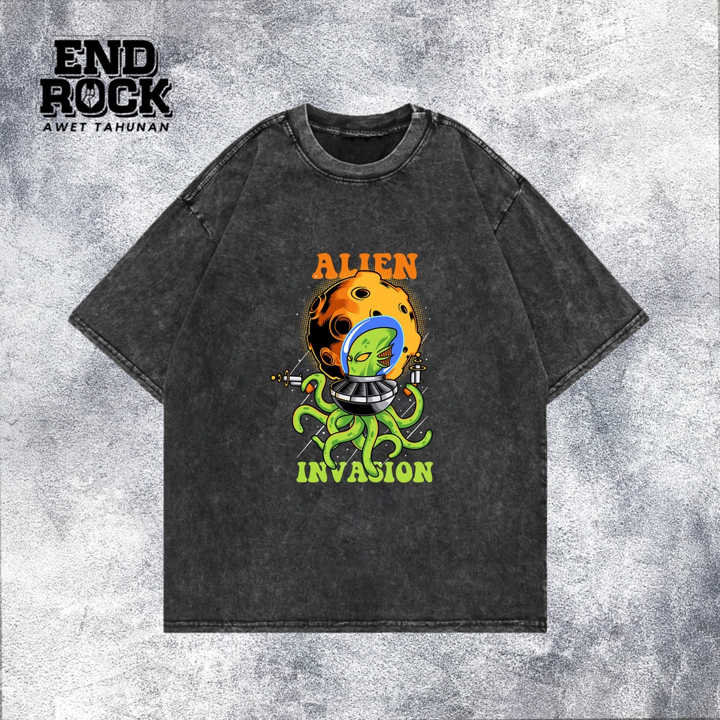 Kaos Oversize Wash Original Endrock Tema Allien Invasion DTF0020