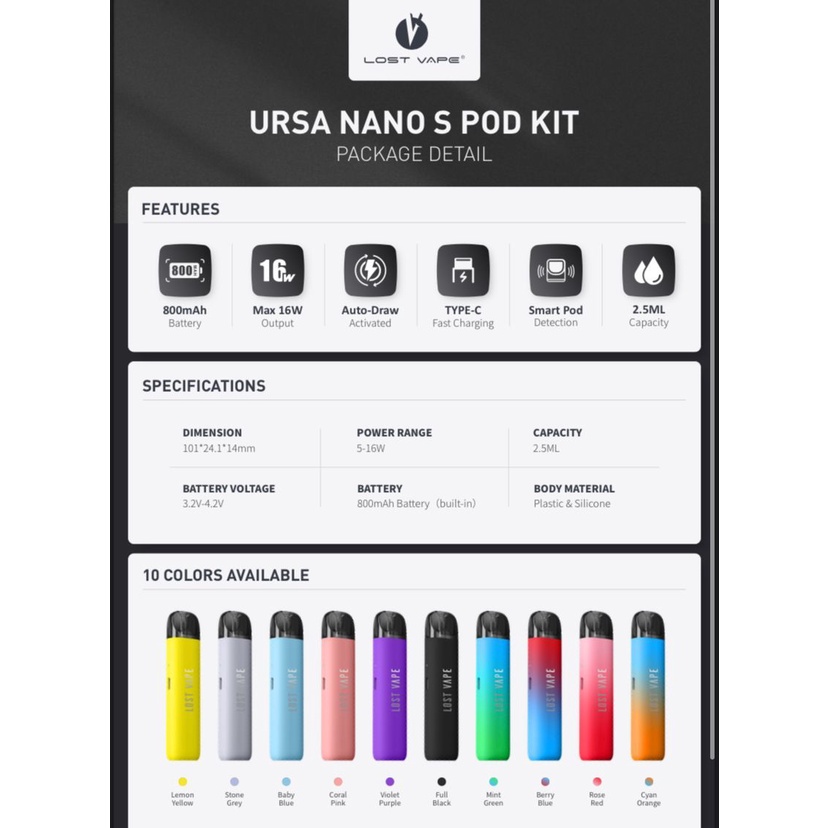 URSA NANO S POD KIT 16W