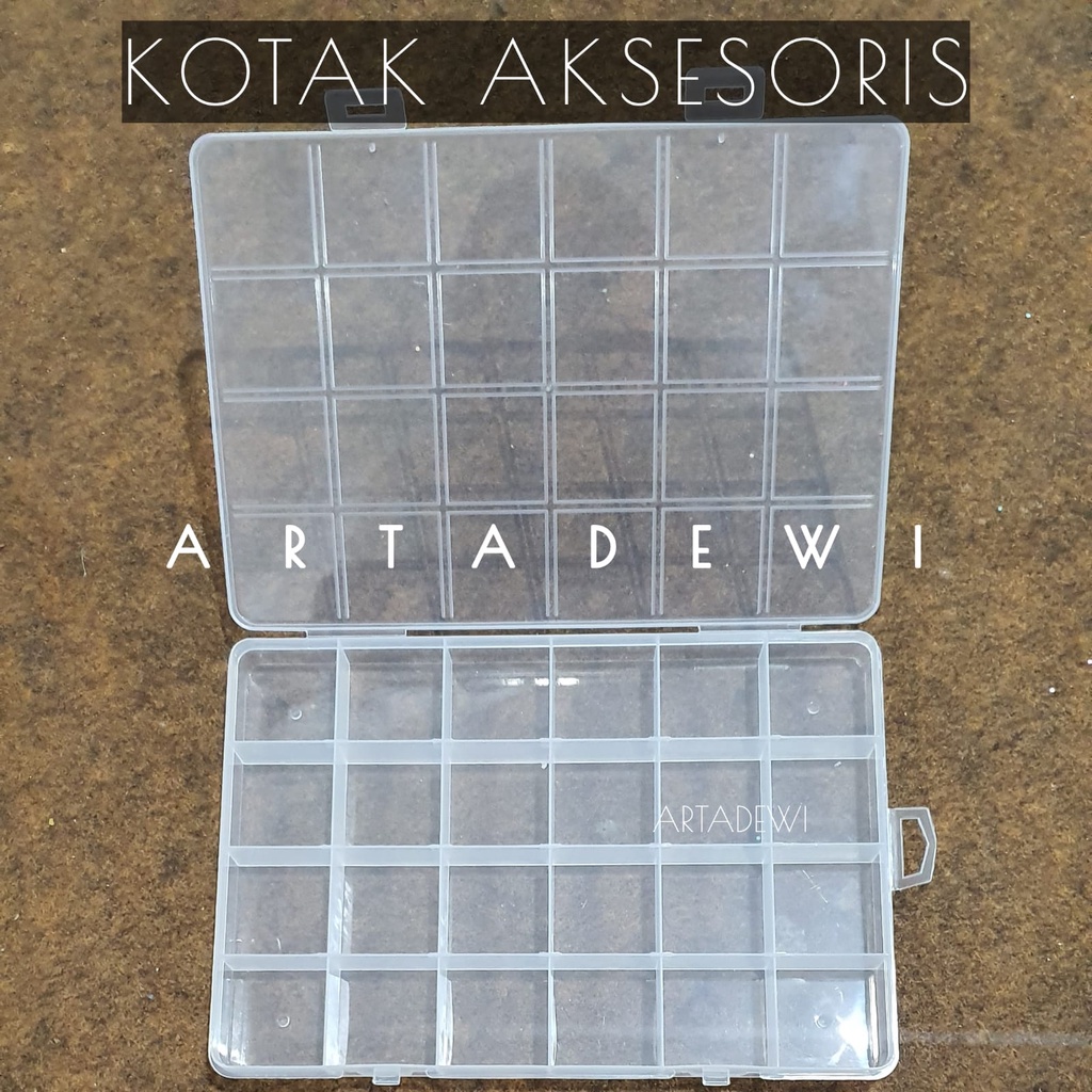 T3506 | 1 kotak aksesoris transparan 24 slot, kotak organizer , kotak obat 24 sekat