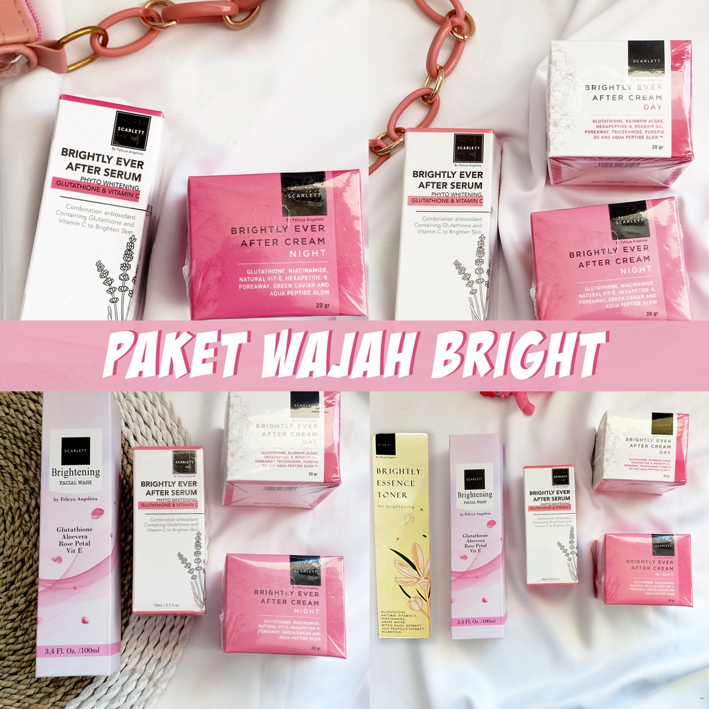 Scarlett Whitening Paket Wajah Brightly Ever After Series (SCARLETT BRIGHTENING facial wash - BRIGHT