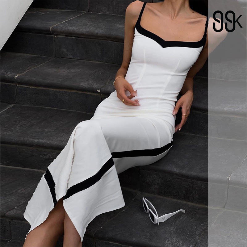 [Premium]Fashion Women Sleeveless Bodycon Knitted Long Dress 7113 S/M/L