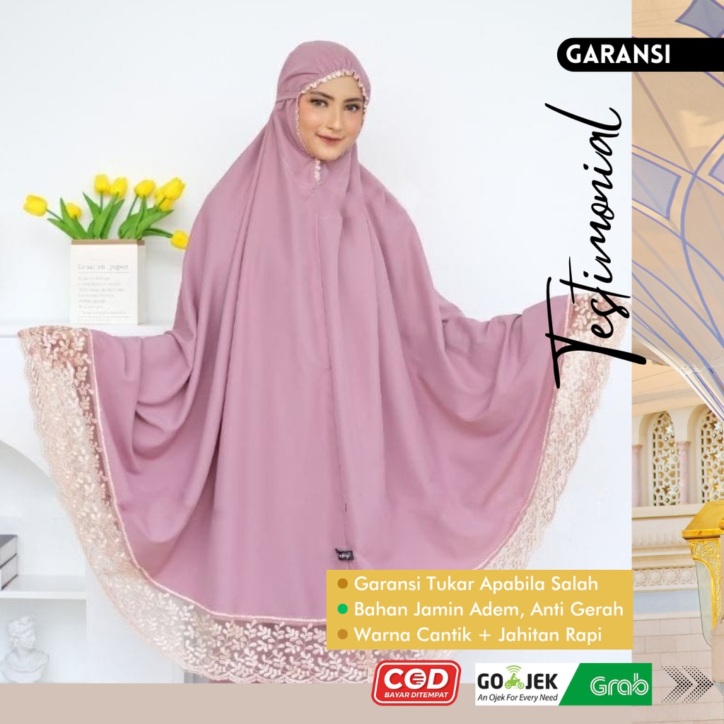 MUKENAH DEWASA JUMBO KATUN PREMIUM KHODIJAH BAHAN ADEM MEWAH RENDA MUKENA WANITA POLOS PUTIH MOTIF T