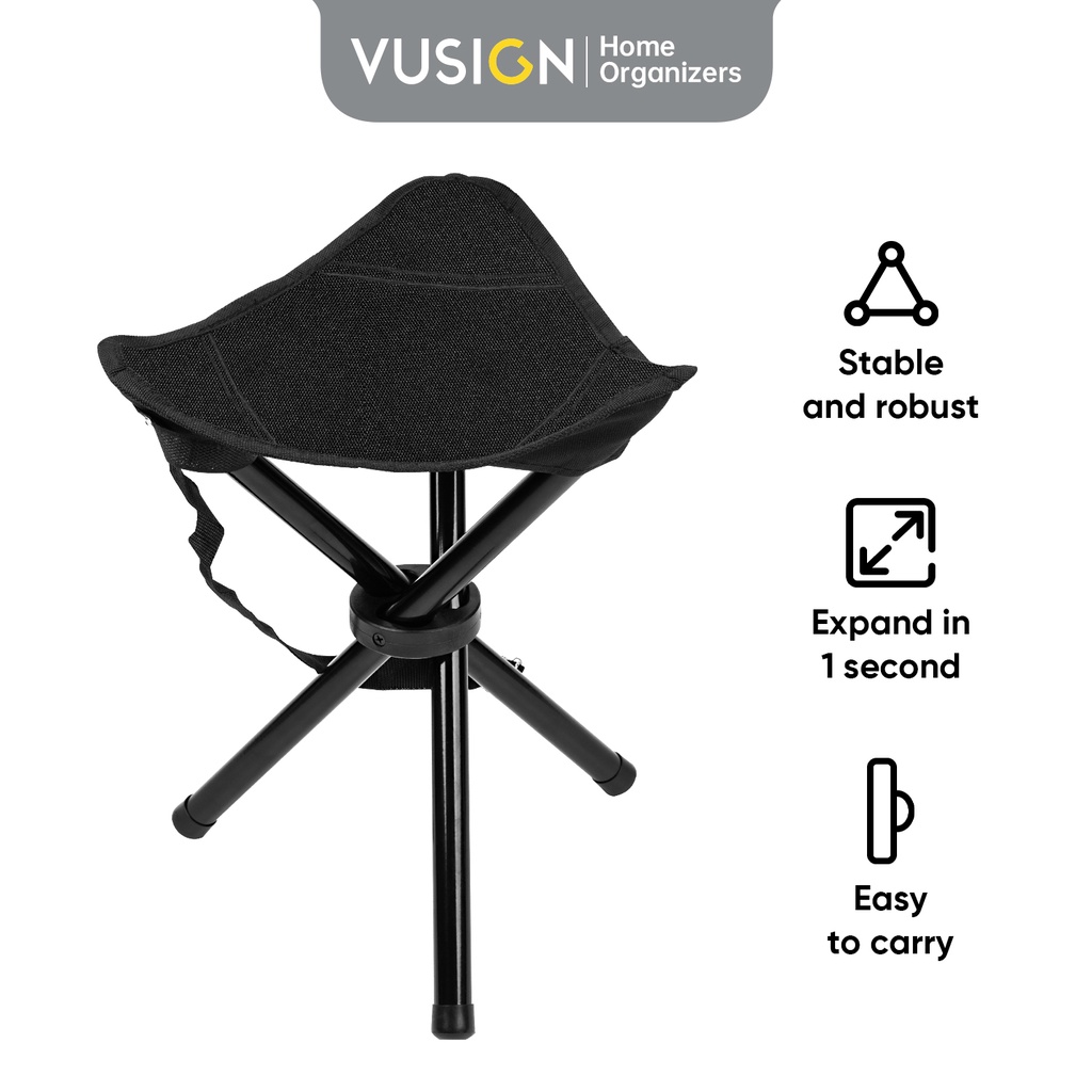 Vusign Folding Chair / Kursi Lipat Outdoor Camping Mancing Kapasitas 90kg Tanpa Sandaran VS90X