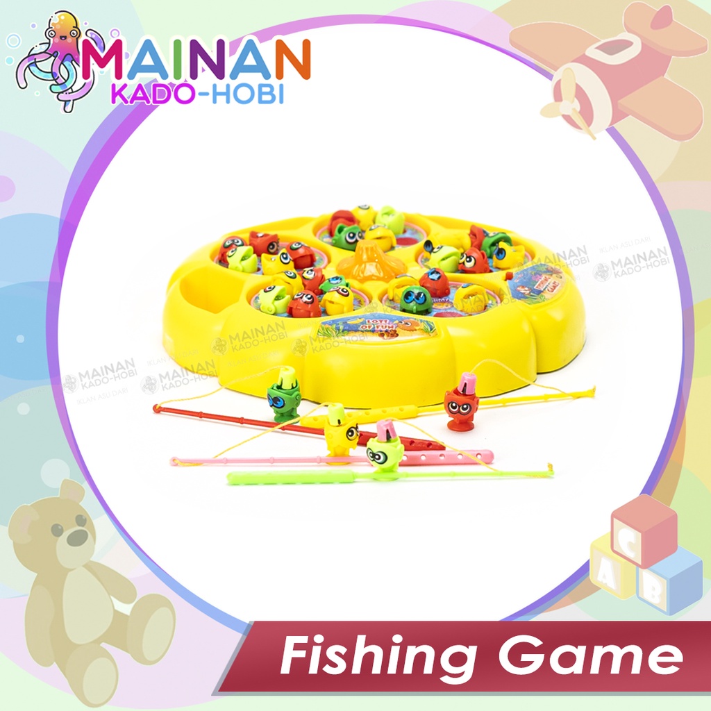 HADIAH MAINAN MOTORIK EDUKASI ANAK FISHING GAME PANCINGAN IKAN 5 KOLAM