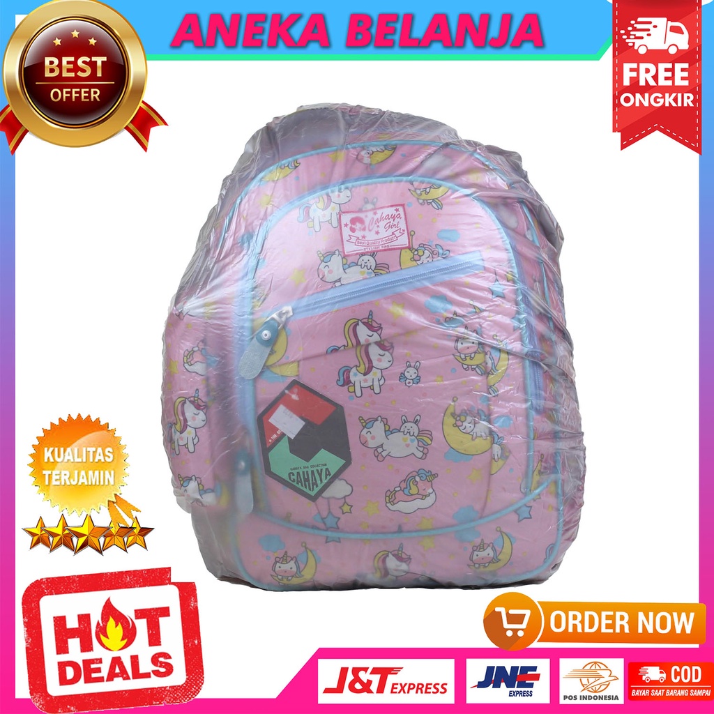 Tas Ransel Sekolah Anak Perempuan Cahaya Pony Bulan Warna Pink Terbaru Backpack Anak Cewek PAUD TK SD Free Raincover Dan Free Tempat Pensil Trendy Tas Gendong Anak Ngaji LES TPQ Impor Bahan Kuat Awet Terlaris Tas Punggung Anak Fashion Murah  Berkualitas