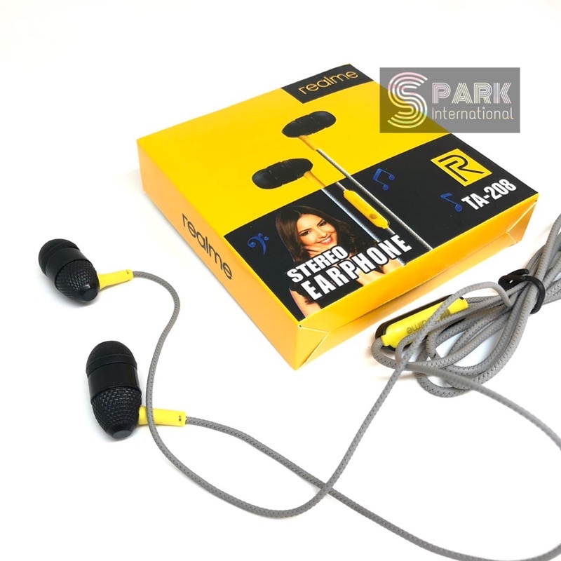 HANDSFREE EARPHONE REALME TA-208 STEREO SUPERBASS PACKING DUS BY SMOLL