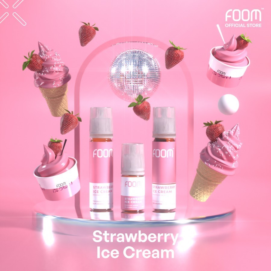 FREEBASE FOOM STRAWBERRY ICE CREAM LIQUID 60ML 100% AUTHENTIC