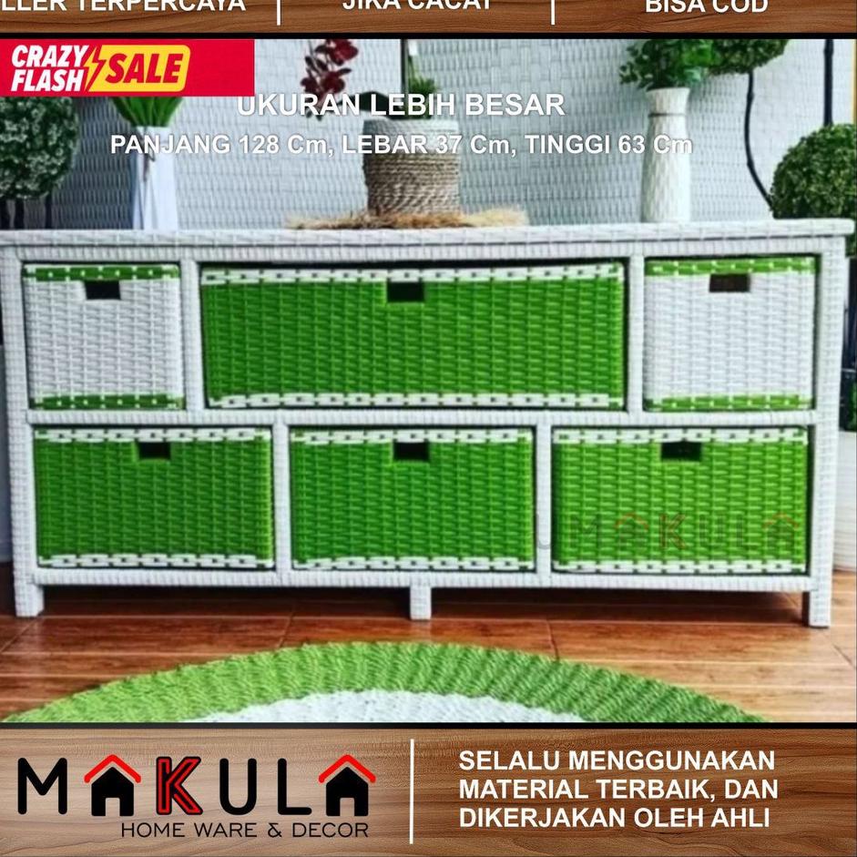 8VH-&amp;6A LEMARI ROTAN SINTETIS 6 LACI Jasmin Jasmine Meja Tempat TV dan DVD RAK Bufet Buffet Kab Rattan Rottan Plastik Susun Samping Peyimpanan Antik Serbaguna Penghemat Tempat Modern Klasik Tradisional Minimalis Terbaru 2022 984✲