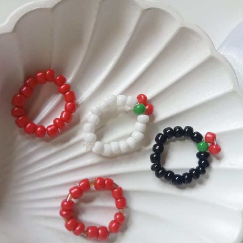 Cincin manik merah cherry polos couple aesthetic