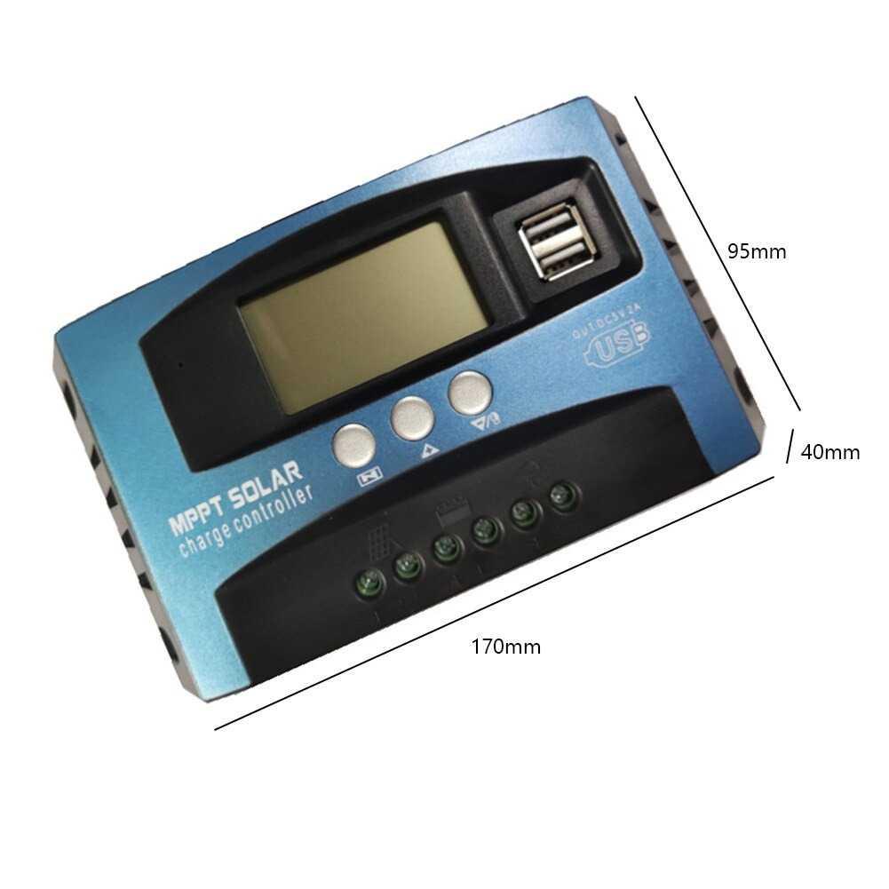 MPPT Solar Charger Controller Regulator Dual USB LCD 12/24V 30A/60A - MPS36 - Blue