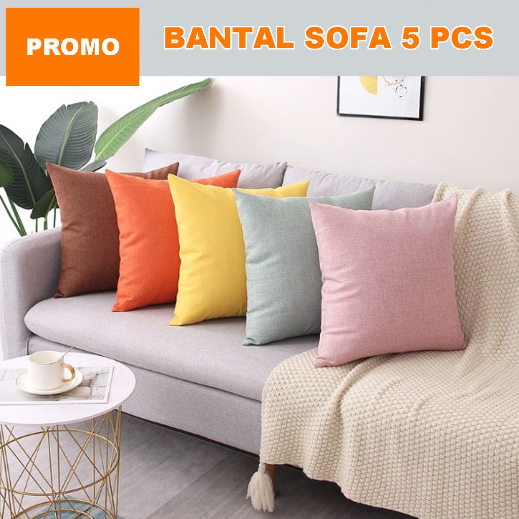 [✅COD] Bantal Sofa Bed Kursi 40x40 (Isi 5 Pcs) Cushion Pillow Bahan Dakron Empuk Lapis Kain Katun Perlengkapan Dekorasi Sofabed Ruang Tamu Rumah Minimalis Mewah Aneka Warna Polos