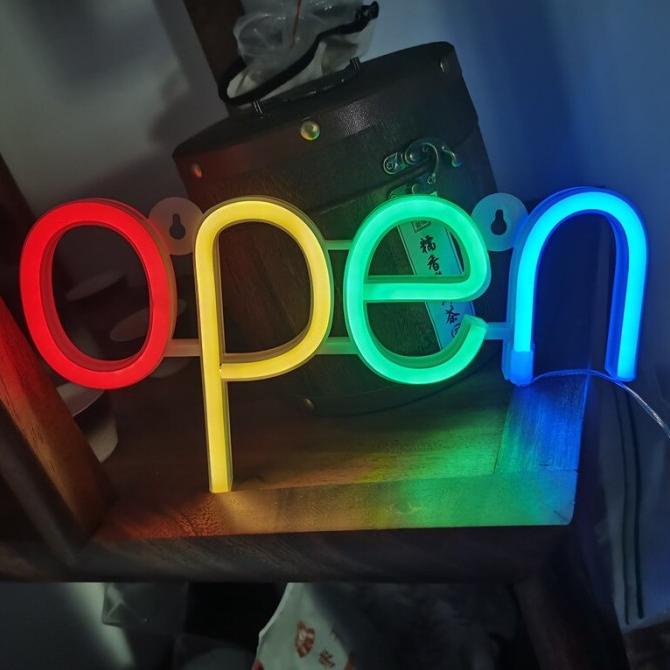 Dekorasi Lampu Neon LED Tulisan Open Neon Flex Open Gantung Neon Sign suk03
