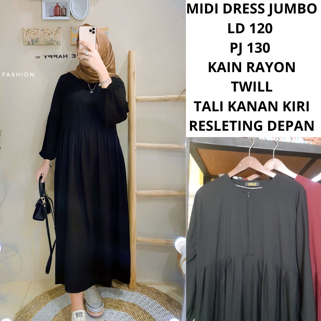 Midi Dress Jumbo Polos Rayon Twill