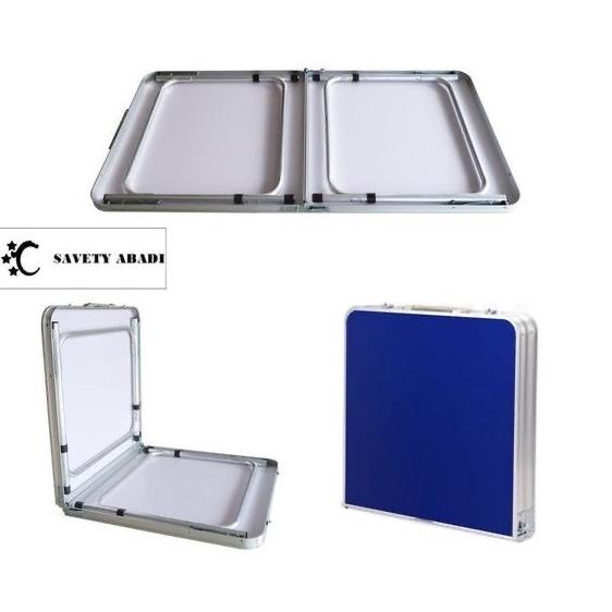 Meja Lipat Koper Hpl Aluminium Meja Kaki Bulat Meja Portable