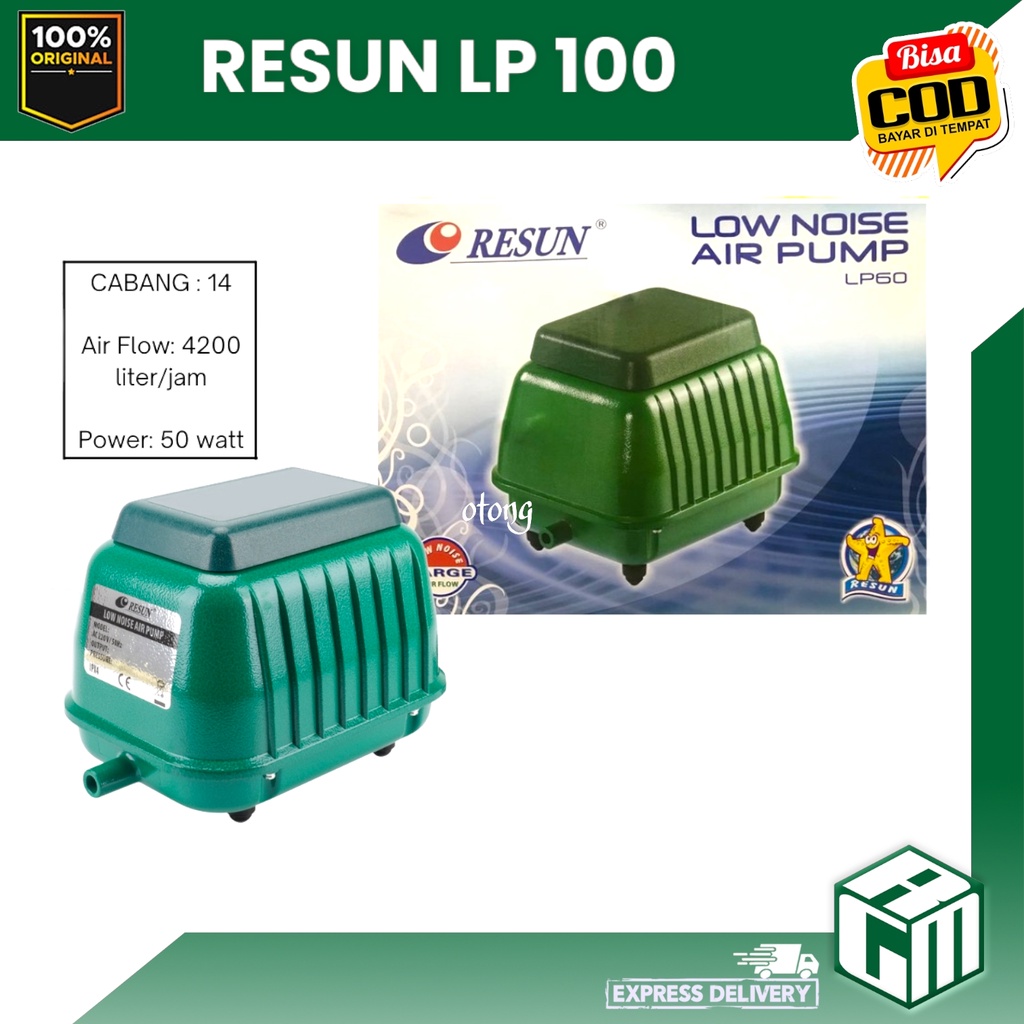 RESUN LP100 LP 100 Air pump aerator mesin pompa udara aquarium kolam