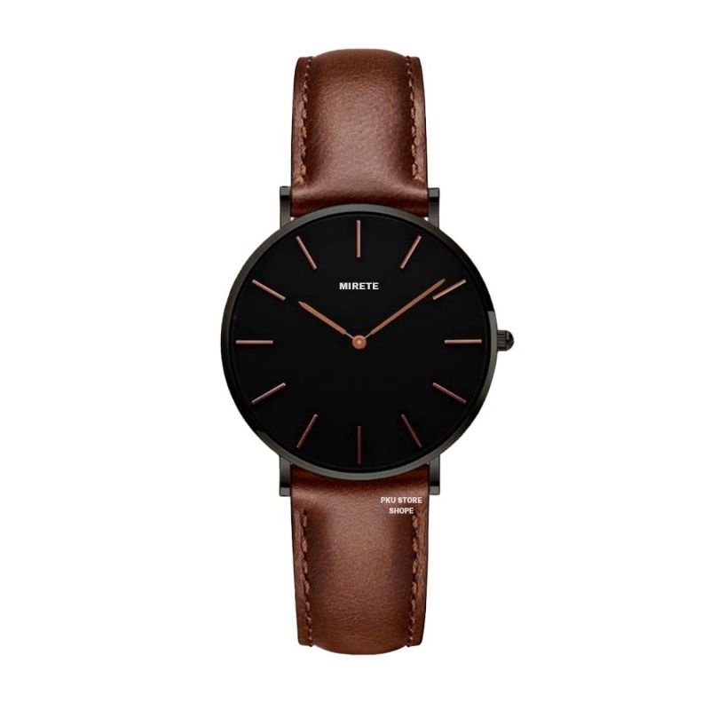 Jma Tangan Wanita Mirete Original Tahan Air Strap Kulit Free Box | Jam Tangan Kasual Quartz Analog Wanita Mewah Elegan Sporty Dijamin Sesuai Foto Realpict