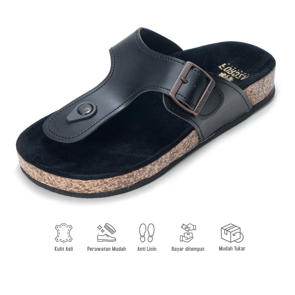 Moralist - Sandal Jepit Pria Casual Sendal Kulit Premium Model Classic Birken SFL02