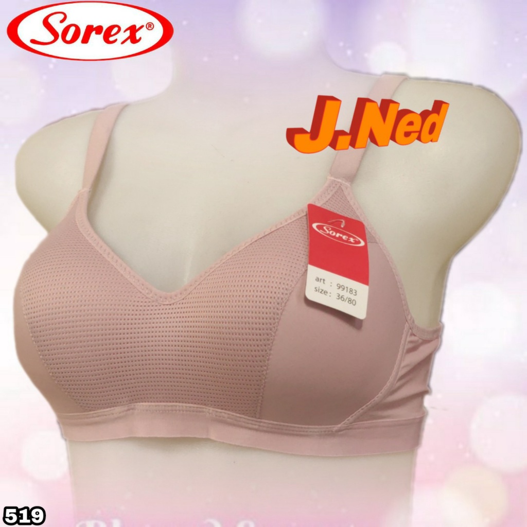 J519 - BRA/BH WANITA SOREX BUSA TIPIS TANPA KAWAT CUP B SIZE 36 - 42