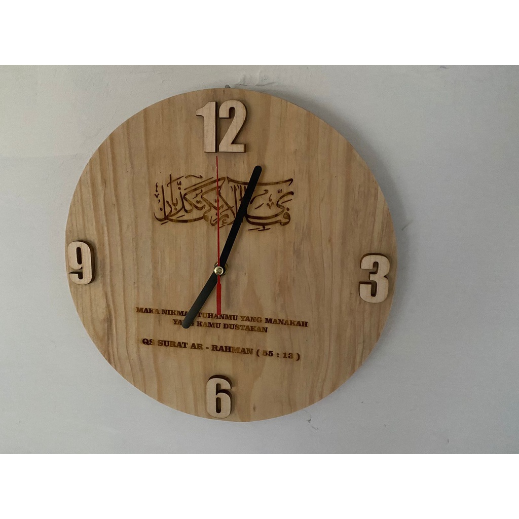 Jam Dinding Kayu Pinus / Kayu Solid / Jam Minimalis