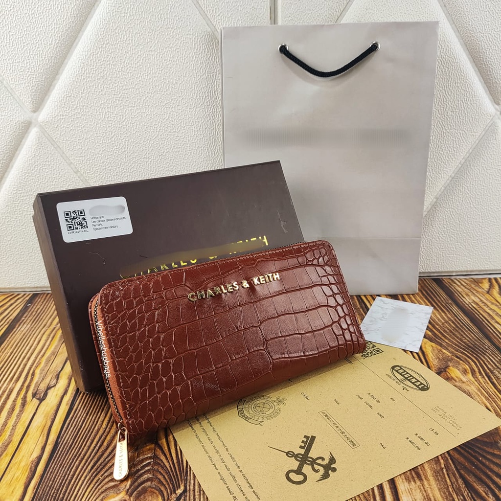 TERBARUU!!! CK DOMPET WANITA MINI LONG WALLET (FREEBOX + PAPERBAG) - DOMPET WANITA CNK CROC - EFFECT SMALL WALLET WITH BOX - Dompet / Wallet wanita import bahan kulit / CK TOP ZIP + BOX NAGITABAGS 2055