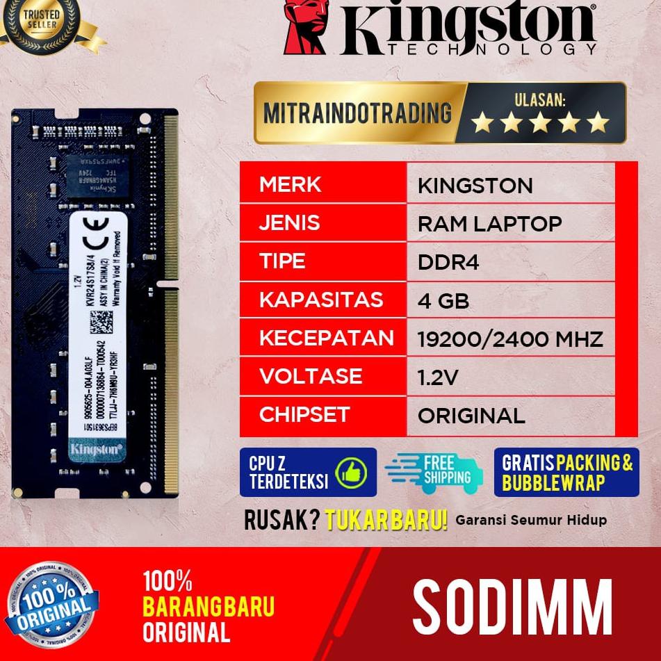 ✦ RAM KINGSTON SODIMM DDR4 4GB PC  ☺