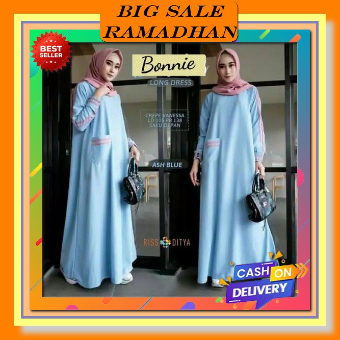 Gamis Remaja Muslim Terbaru Marwah Javina Maxi Model Terbaru Moscrepe Fashion Remaja Kekinian Laris 