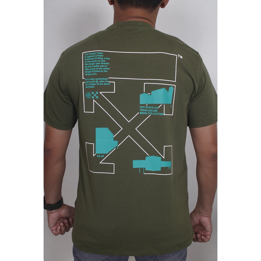 Kaos Off White Hijau Pria T Shirt Baju Unisex Big Logo Best Premium