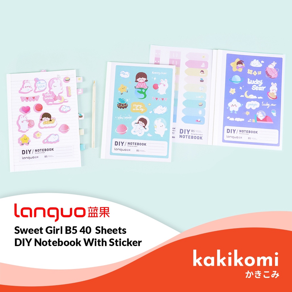 

Buku Tulis Kuliah B5 DIY Languo Sweet Girl Series 40 Sheets Notebook with Stickers