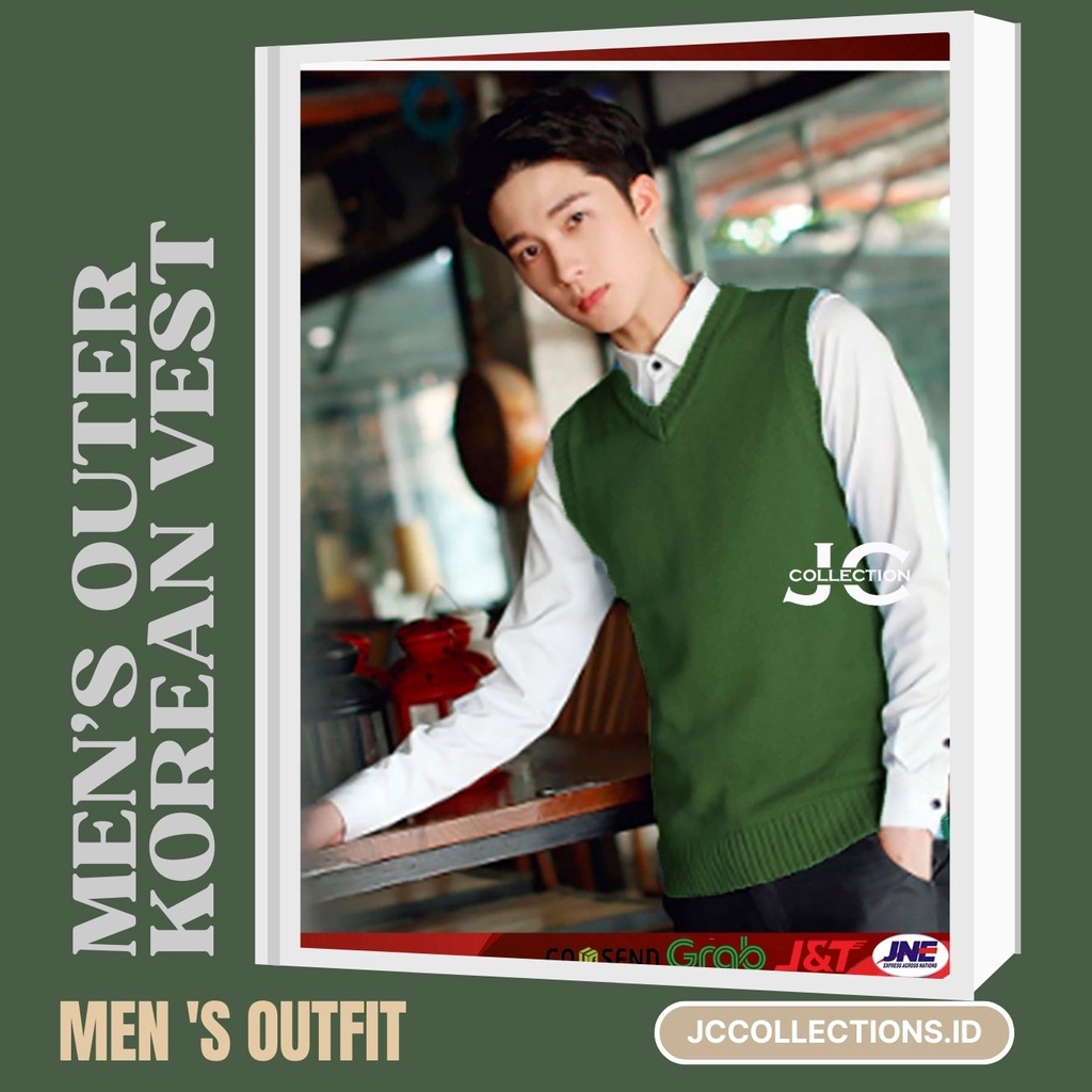 Rompi Pria Rajut Korea Vneck Knit Vest Iyan / Vest Rompi Rajut Pria - JCCollections