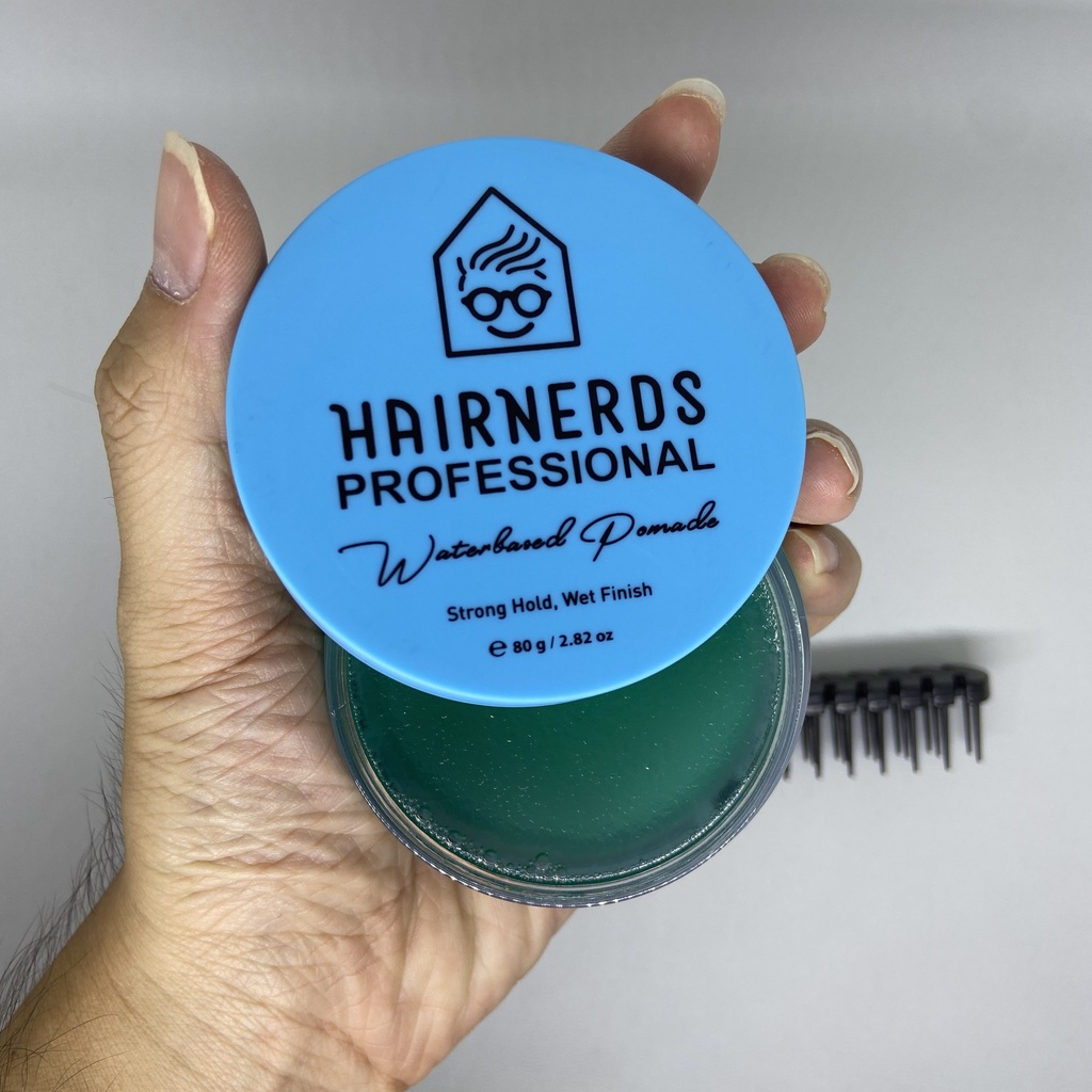 Hairnerds Professional Waterbased Pomade Rambut Pria Strong Hold 80gr BPOM Free Sisir