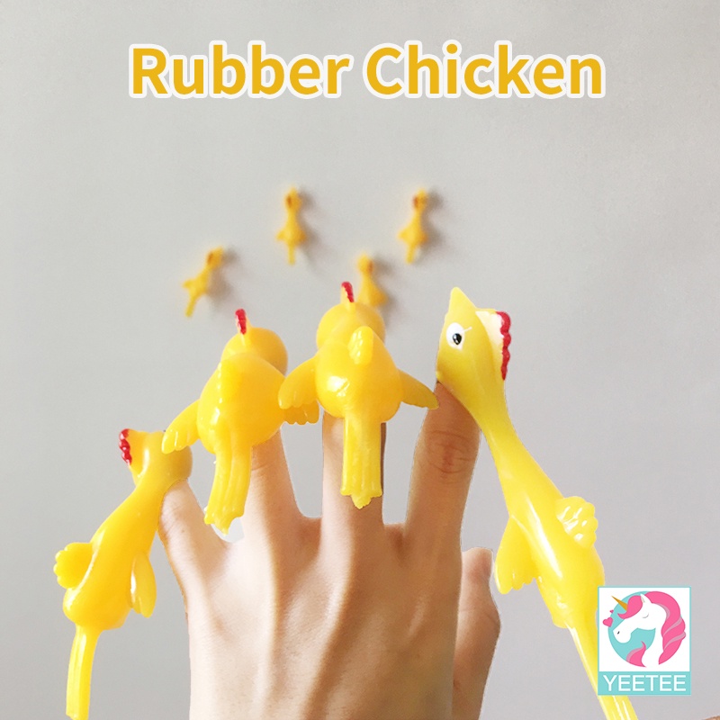 ✨Rubber Slingshot Chicken Flying Toys Sticky Funny Chicken Turkey Slingshot Toy/Ketapel Dinding Ayam terbang mainan anak Toys Funny Joke Rubber Chicken