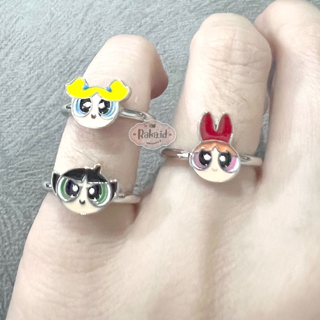 Cincin Anak Perempuan Cincin Anak Anti Karat Motif Powerpuff Girl PPG Bubble 1264 1265 1266