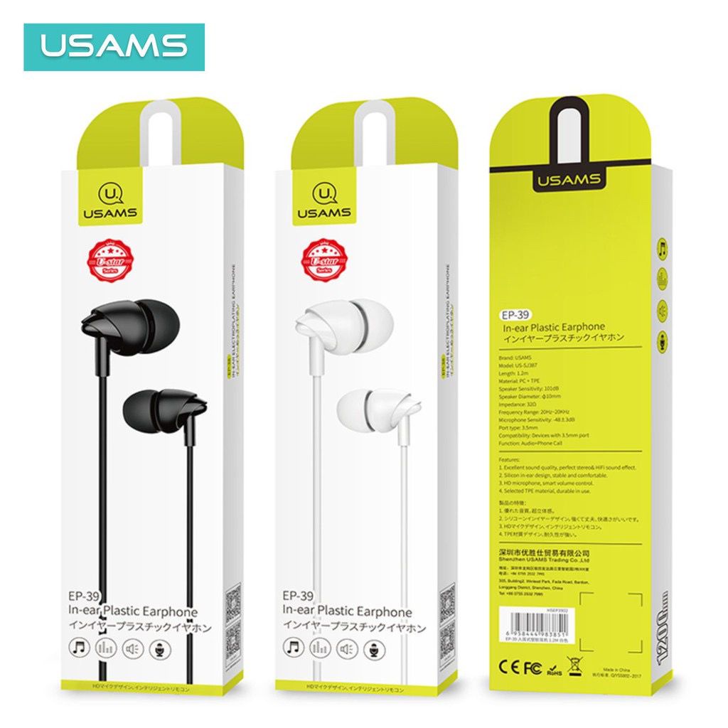 Headset Handsfree USAMS EP39 Headset Bass