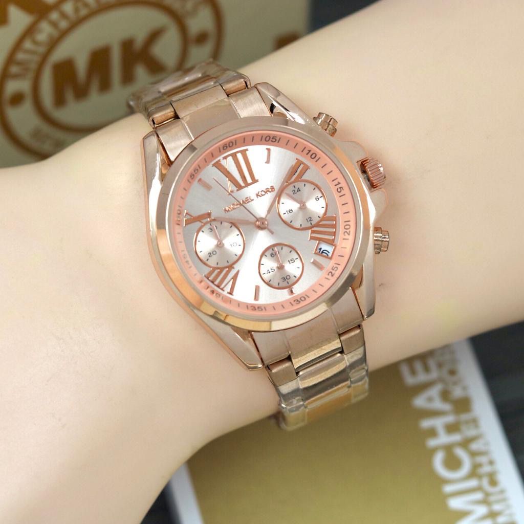 BEST SELLER JAM TANGAN WANITA MK ANALOG V65 TALI RANTAI BODY BULAT DM 3.5CM FREE BOX &amp; BATERAI || JAM TANGAN FASHION WANITA JAM TANGAN CEWEK MURAH