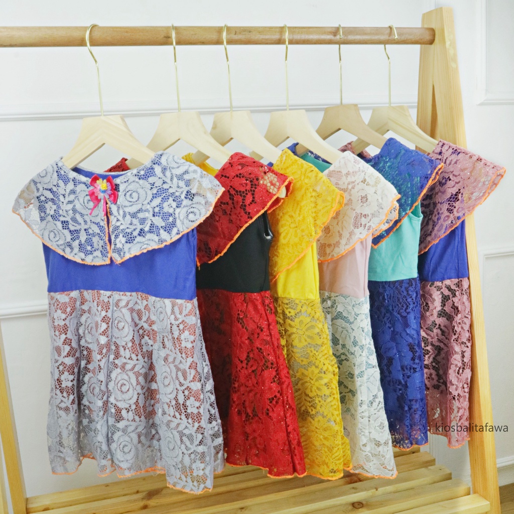 Dress Diana uk 1-2 Tahun / Baju Kensi Brukat Anak Perempuan Import Quality Dres Cape Cewe Gaun Pesta