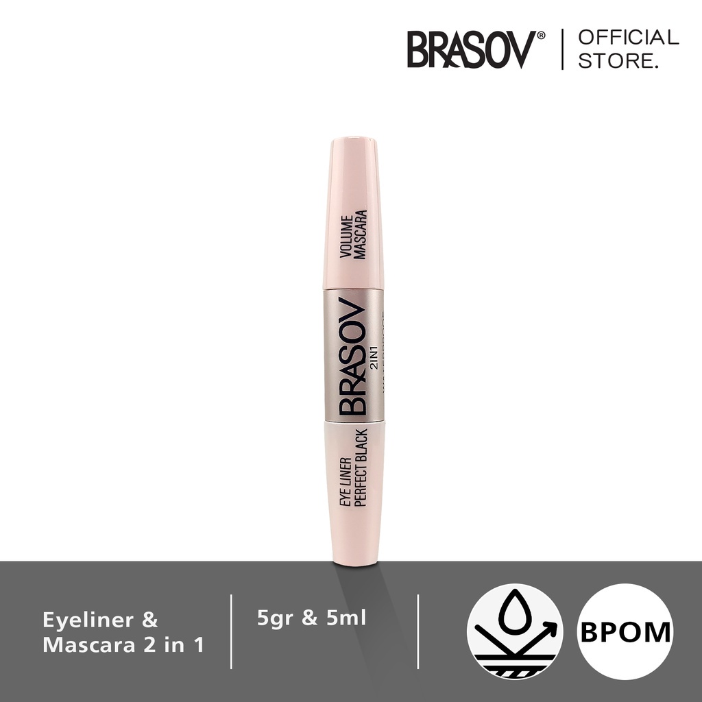 BRASOV Volume Mascara dan Eyeliner 2 in 1 MakeUp Waterproof