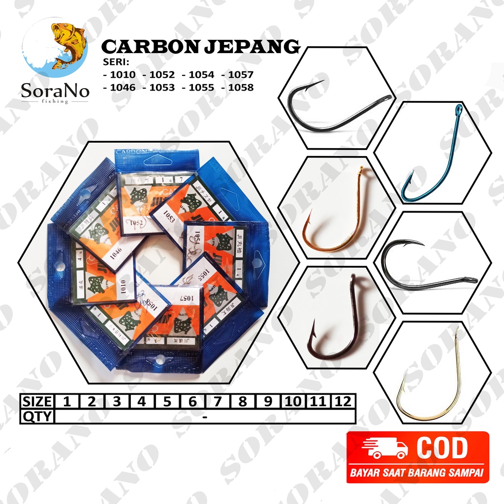 KAIL PANCING CARBON JEPANG | 1010 KEIRYU | 1057R KEIRYU | 1057 AKITAKITSUNE | UKURAN  1  2  3  4  5 