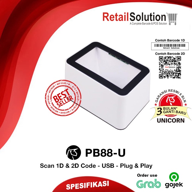 Barcode Scanner USB 2D QR CODE Dana - Unicorn PB88U / PB-88U / PB88-U