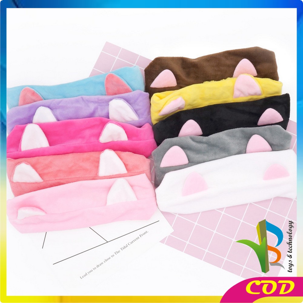 RB-C67 Bando Masker Motif Kuping Kucing Wanita Bahan Bludru / Bando Korea Facial Headband Hairband Women Aksesoris Rambut Import