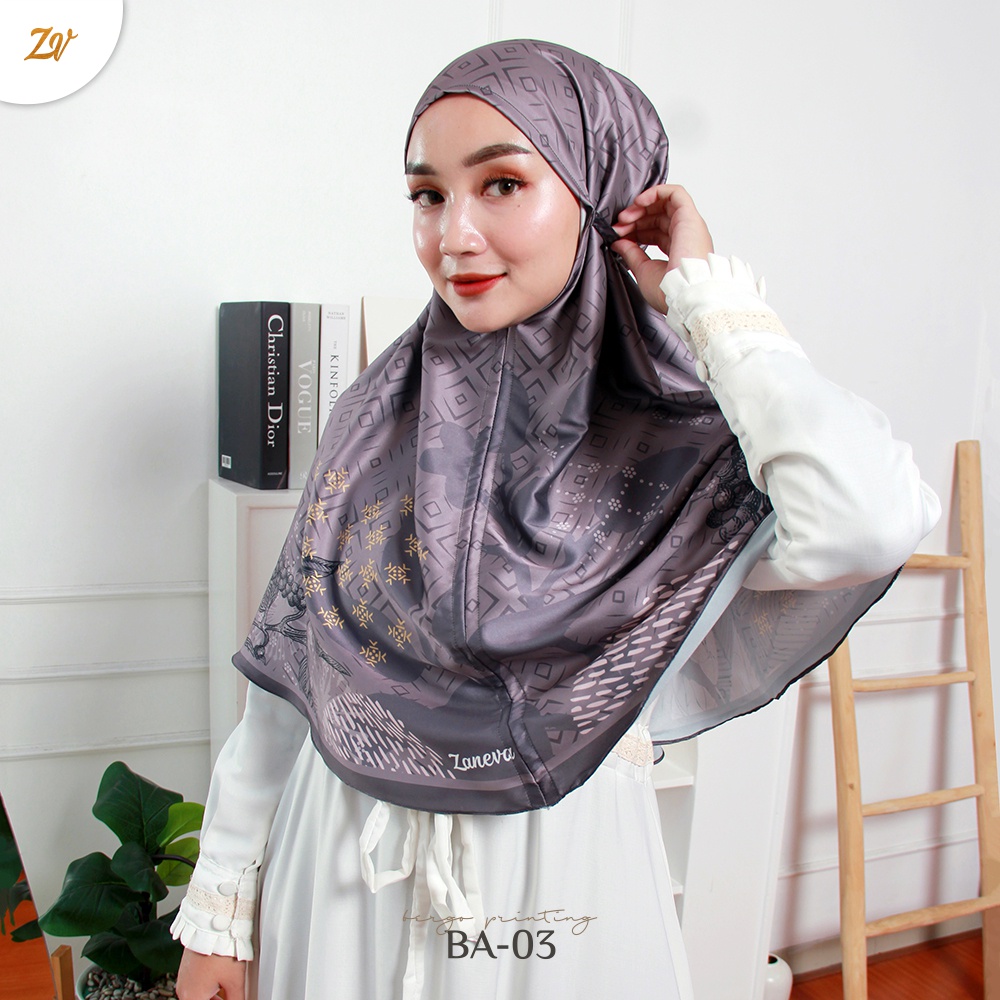 Bergo Motif By Zaneva l Hijab Bergo Silk l Bergo Premium l Hijab Instan Silk l Bergo Motif Terbaru 2023