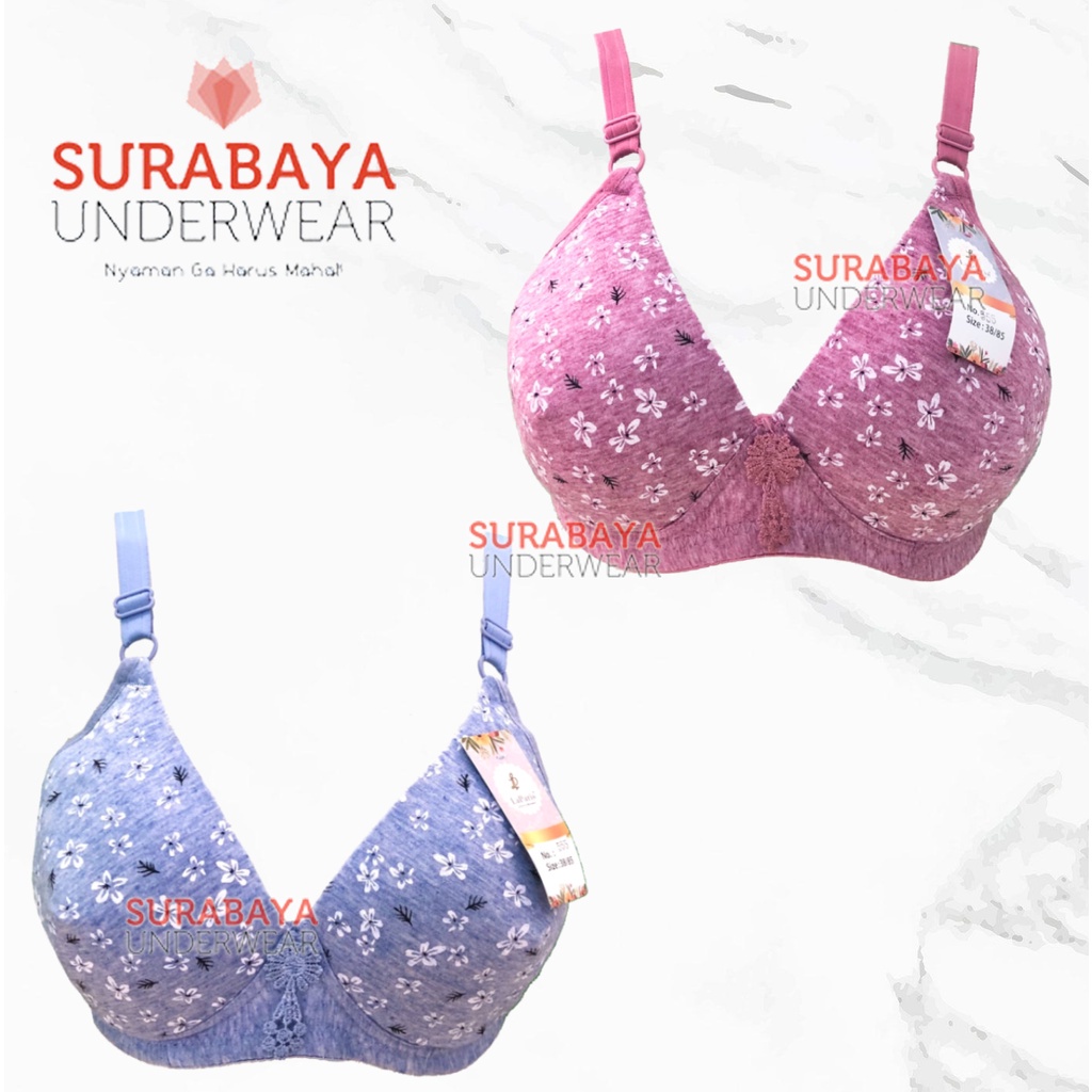 BH/BRA  BINTIK BUNGA KATUN KAIT 3 TANPA KAWAT SZ 38-44 CUP C