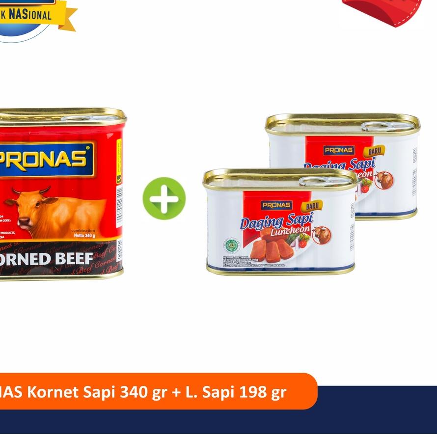 

➱ PRONAS Paket Exclusive Kornet Sapi 340 g dan Luncheon Sapi 198 g bundling 3 pcs ♕