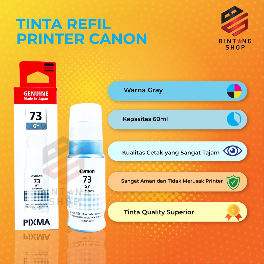 1 SET 6 PCS Tinta Canon Gi 73 Tinta Printer G670 G570