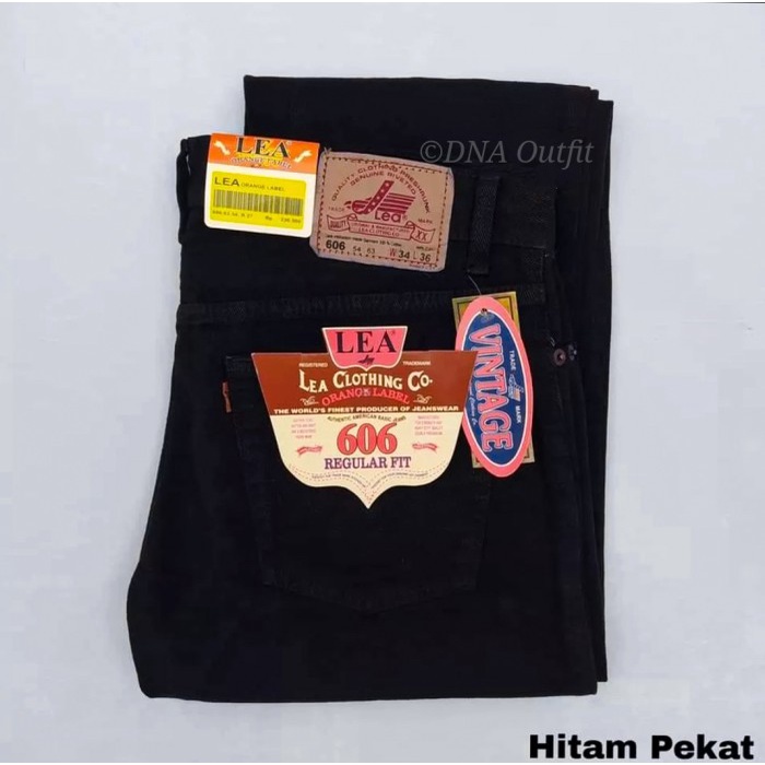 celana jeans pria Celana Jeans Pria Standar LEA Original Biru Dongker Jumbo Size 28-38 - Hitam, 28(K