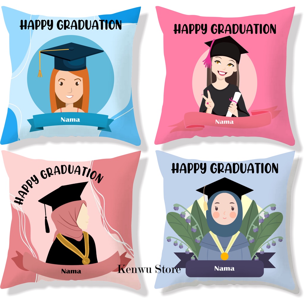 Bantal Graduation Cewek 30x30 cm Part 2 #GDP 011-020 / Bantal Wisuda